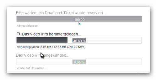 Video wird übertragen und konvertiert